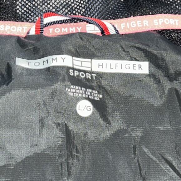 Tommy Hilfeger Sport Women’s Full Zip Black Camo Hooded Windbreaker Size Large - Picture 6 of 10